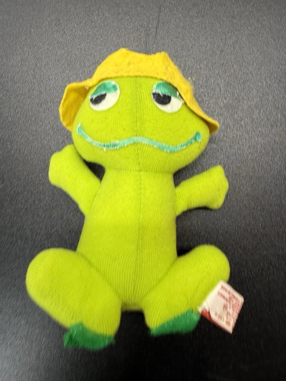 Vintage 1978 Fun Farm Dakin Frog Stuffed Animal Plush Yellow Hat 7" READ